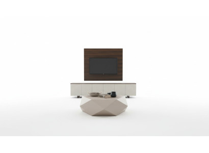 Meuble TV de luxe Meuble TV Buffet Table basse Mur TV 3 Pièces