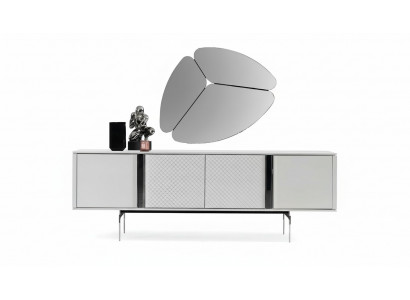 Salle de séjour moderne Miroir Buffet Armoire Design élégant Nouvelle luxueuse Gris 2 pièces