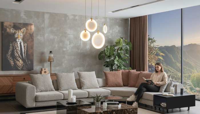Paysage vivant Canapé Canapé d'angle Design Meubles Canapé Forme en L Nouveau style Moderne