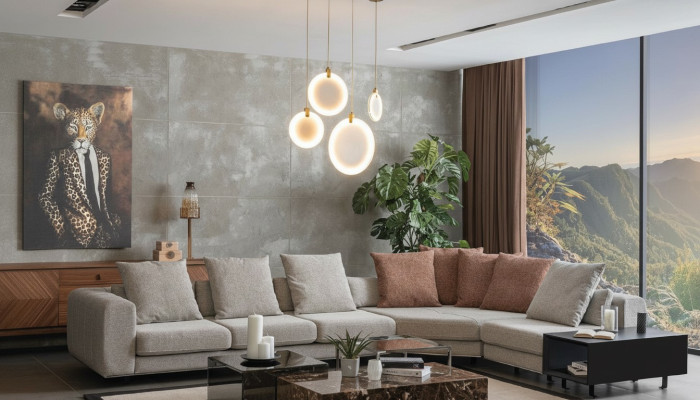 Paysage vivant Canapé Canapé d'angle Design Meubles Canapé Forme en L Nouveau style Moderne