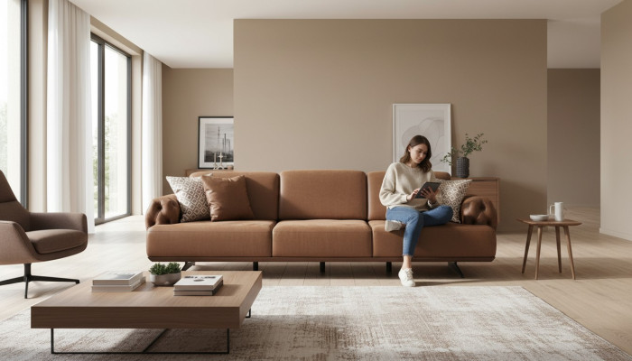 Canapé 4 places Chesterfield Design Canapé de luxe Revêtement Canapé marron