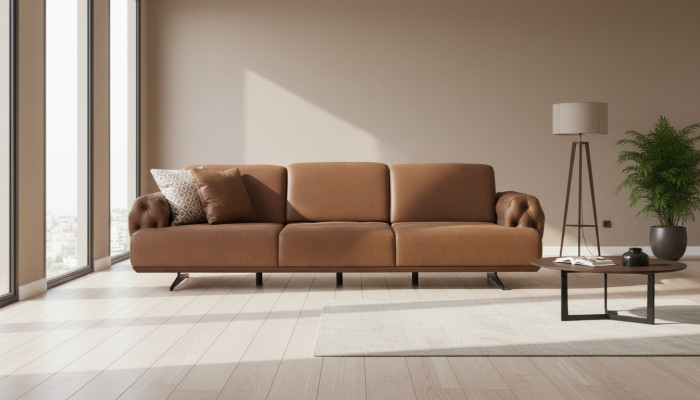 Canapé 4 places Chesterfield Design Canapé de luxe Revêtement Canapé marron