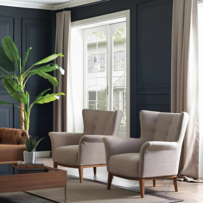 Chesterfield Fauteuil Canapé Tapisserie de Luxe en Bois avec Style Textile Moderne Lounge