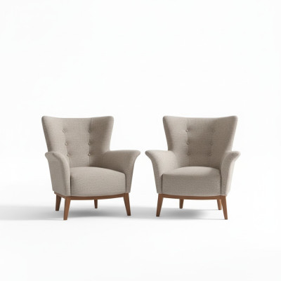 Chesterfield Fauteuil Canapé Tapisserie de Luxe en Bois avec Style Textile Moderne Lounge