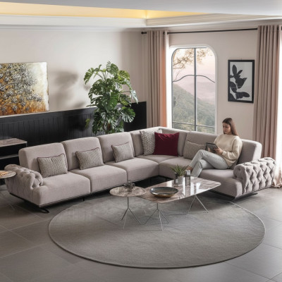 Canapé d'angle 2x Table basse Suite d'angle Table Paysage vivant Mobilier en forme de L