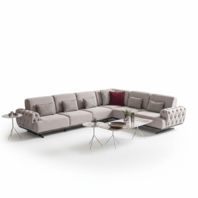 Canapé d'angle 2x Table basse Suite d'angle Table Paysage vivant Mobilier en forme de L