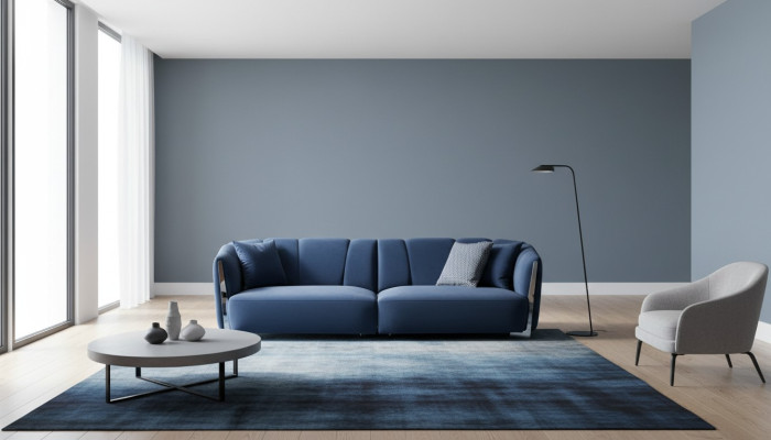 Salle de séjour Canapé Canapé Designer Textile Siège Rembourrage Design Bleu