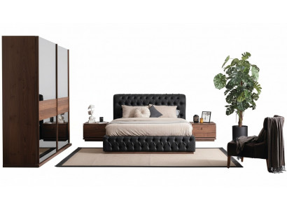Armoire à lit 2x Table de chevet Lit de luxe Chambre Design rembourrée nouvelle