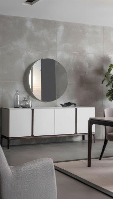 Salon Buffet Miroir Groupe de Luxe Ensemble 2 pièces gris Nouveau