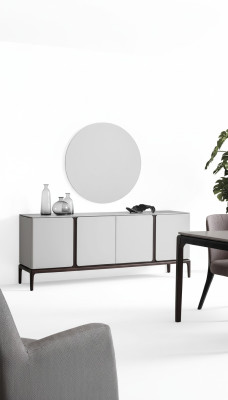 Salon Buffet Miroir Groupe de Luxe Ensemble 2 pièces gris Nouveau