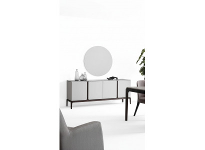 Salon Buffet Miroir Groupe de Luxe Ensemble 2 pièces gris Nouveau