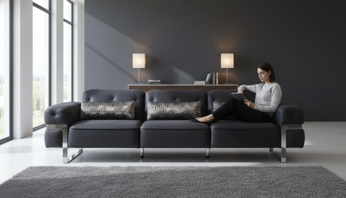 Canapé 3 places en textile de luxe design noir