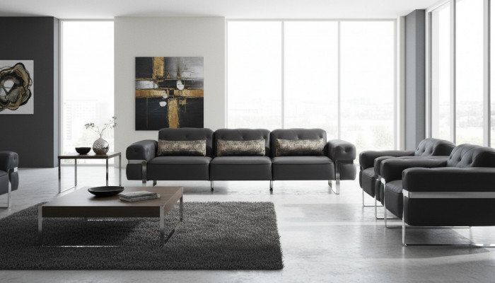 Canapé 3 places en textile de luxe design noir