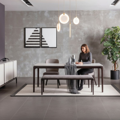 Salle à manger Table à manger Mobilier de luxe Design Matériau Bois Moderne gris