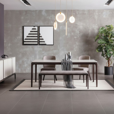 Salle à manger Table à manger Mobilier de luxe Design Matériau Bois Moderne gris