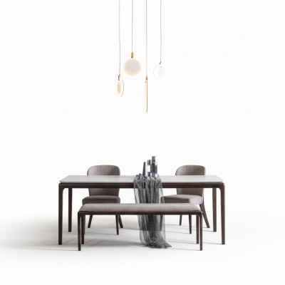 Salle à manger Table à manger Mobilier de luxe Design Matériau Bois Moderne gris