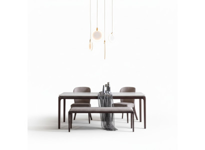 Salle à manger Table à manger Mobilier de luxe Design Matériau Bois Moderne gris