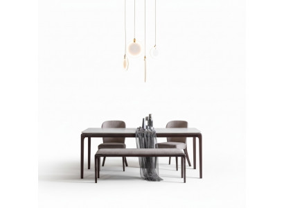 Salle à manger Table à manger Mobilier de luxe Design Matériau Bois Moderne gris