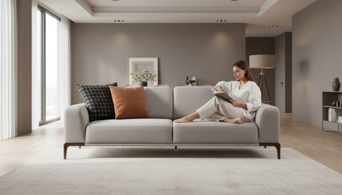 Sofa de salon 3 places Design Meubles de style moderne Canapés gris