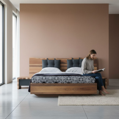 Chambre Suite Lit 2x Table de chevet Ensemble Mobilier neuf 3 pièces. Nouveau brun