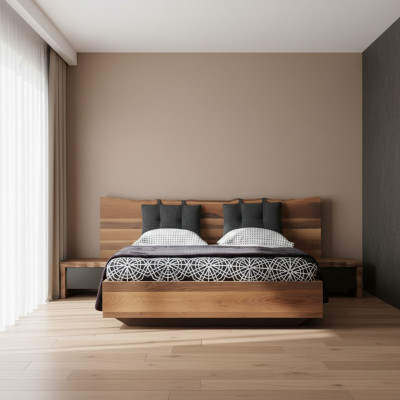 Chambre Suite Lit 2x Table de chevet Ensemble Mobilier neuf 3 pièces. Nouveau brun
