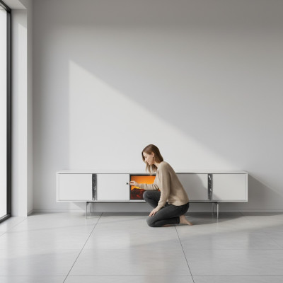 Meuble tv avec cheminée télévision de luxe à bas prix Sideboard 240cm