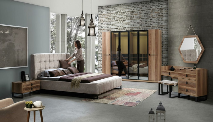 Élégant ensemble de meubles de chambre à coucher au design italien minimaliste