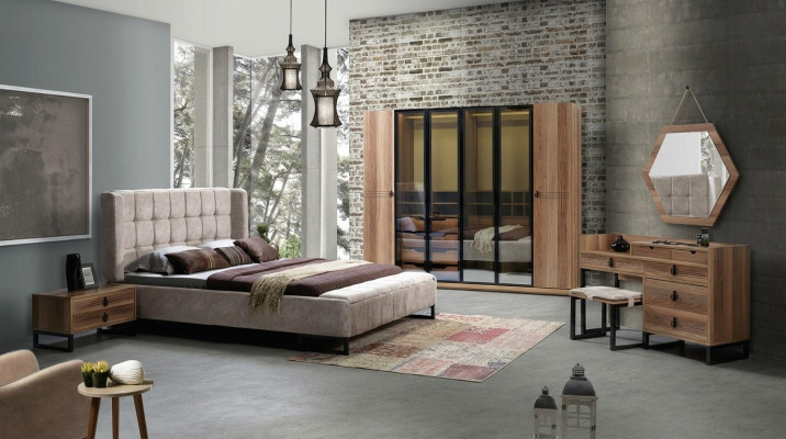Élégant ensemble de meubles de chambre à coucher au design italien minimaliste