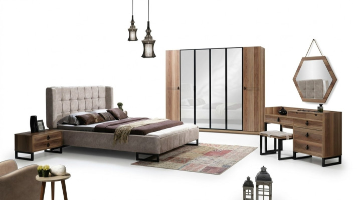 Élégant ensemble de meubles de chambre à coucher au design italien minimaliste