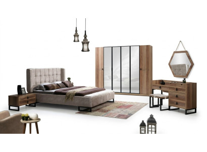 Élégant ensemble de meubles de chambre à coucher au design italien minimaliste