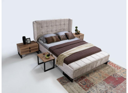 Lit Lit double Meubles Ameublement Chambre Design Tissu Textile Nouveau