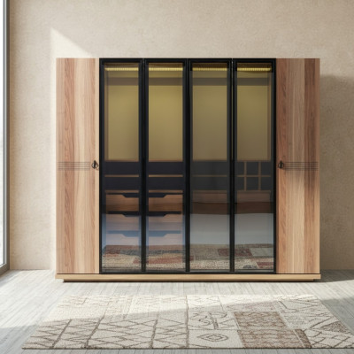 Meubles de garde-robe transparents de luxe pour aménagement de chambre.