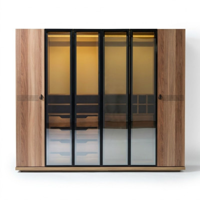 Meubles de garde-robe transparents de luxe pour aménagement de chambre.