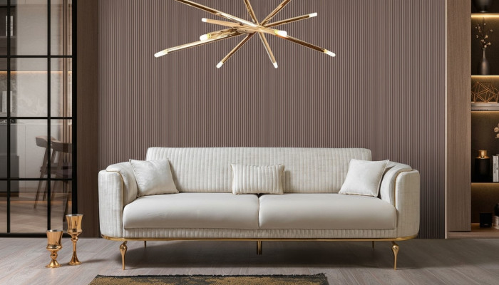 Canapé 3 places Canapé designer Canapé Rembourrage Canapés Textile Blanc Moderne Trois places