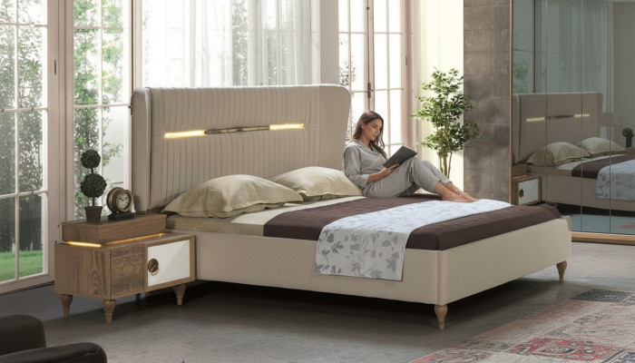 Chambre Lit Rembourrage Design Luxe Lits Doubles d'Hôtel en Bois Meubles