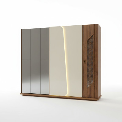 Chambre Armoire Armoire Bois Design marron Armoires de luxe LED
