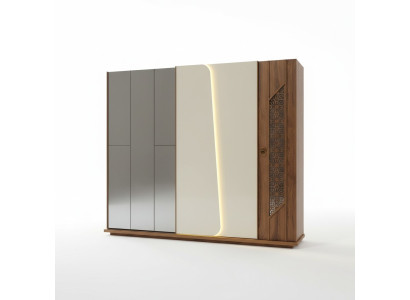 Chambre Armoire Armoire Bois Design marron Armoires de luxe LED