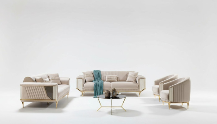 Ensemble de canapé de luxe 3311 Canapé Rembourrage Mobilier ensemble trois places Textile 4 pièces