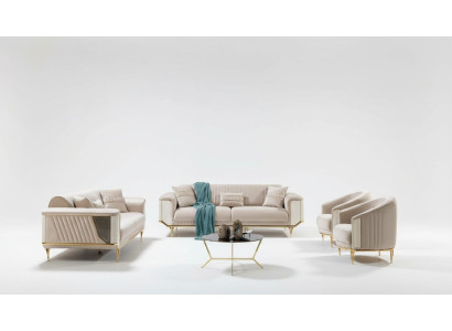 Ensemble de canapé de luxe 3311 Canapé Rembourrage Mobilier ensemble trois places Textile 4 pièces