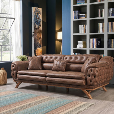 Canapé 3 places Chesterfield Tissu Canapé Tissu Canapés Cuir synthétique