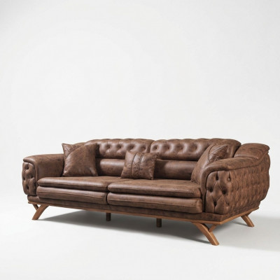 Canapé 3 places Chesterfield Tissu Canapé Tissu Canapés Cuir synthétique