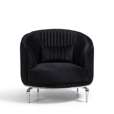 Salon Fauteuil Design Canapé Tissu Rembourrage Luxe Siège neuf Noir