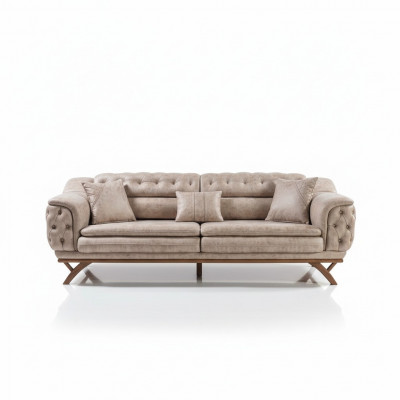 Chesterfield Canapé 3 places Beige Canapés Design Canapés Tissu Upholstery