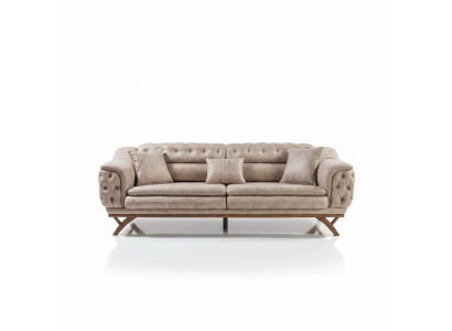 Chesterfield Canapé 3 places Beige Canapés Design Canapés Tissu Upholstery