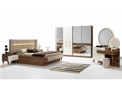 Chambre Lit 2x Tables de chevet Ensemble de 5 pièces Mobilier de design complet De luxe