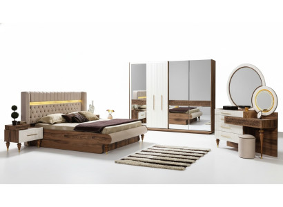 Chambre Lit 2x Tables de chevet Ensemble de 5 pièces Mobilier de design complet De luxe