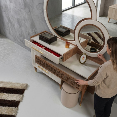 Chambre à coucher ensemble de commode avec miroir en bois nouvellement meublé