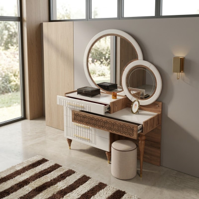 Chambre à coucher ensemble de commode avec miroir en bois nouvellement meublé