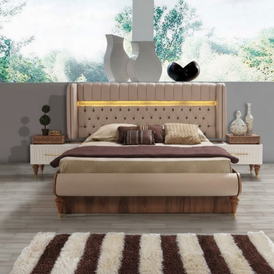 Conception de literie de lit Luxe Double Chesterfield Hôtel Nouveau Mobilier en Bois