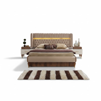 Conception de literie de lit Luxe Double Chesterfield Hôtel Nouveau Mobilier en Bois